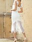 preiswerte Weiße Spitzenkleider-Damen Midikleid Weißes Kleid Spitzenkleid Mode Modern Outdoor Urlaub Ferien Normale Passform Einfach Ärmellos V Ausschnitt Weiß Sommer