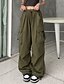 abordables pantalones cargo de mujer-Mujer Pantalones cargo pantalones Ropa de calle Casual Longitud total Cintura Media Plano Bolsillo Diseño de cordón elástico Confortable Al Aire Libre Cómodo Exterior Calle Magenta Vino Albaricoque