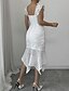 preiswerte Weiße Spitzenkleider-Damen Midikleid Weißes Kleid Spitzenkleid Mode Modern Outdoor Urlaub Ferien Normale Passform Einfach Ärmellos V Ausschnitt Weiß Sommer