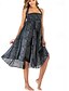 baratos Saias de Férias-Mulheres Casual Boho Longo Cintura Alta Saias Floral Imprimir Micro-Elástica Férias Feriado Azul Preto Laranja Verde Verão