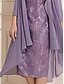 economico Set di abiti per la mamma-Set di Abiti Due Pezzi Abito Madre della Sposa Elegante Semplice Scollo a Cuore Lunghezza Ginocchio Manica 3/4 con Colore Solido