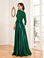 billige Semi-formel / Cocktail-A-Linje quinceanera kjoler elegant kjole formel bryllup gulvlængde langærmet V-hals satin med folder