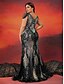 cheap BLUE-A-Line Plus Size Dresses Elegant Curve Dress Formal Wedding Floor Length Short Sleeve V Neck Sequined with Sequin 2025