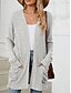 billige Cardigans og overtøj-Dame Bluse Cardigan Elegant Mode Gade Ren farve Åben Front Lomme Strikket Langærmet Almindelige toppe Strikke udendørs Daglig Weekend Lyserød Blå Efterår Vinter