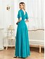 billiga Semi-formell / Cocktail-A-linjeformade Quinceanera-klänningar Elegant Klänning Formell Bröllop Golvlängd Kort ärm V-ringad Chiffon med Fållar
