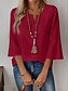 billige Lace Toppe-Dame Blondeskjorte Helfarve Stilfuld Afslappet 3/4-ærmer V-hals Almindelige toppe Daglig Blonder Patchwork Hvid Rød Blå Guld Sommer Forår