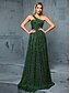 preiswerte GRÜN-A-Linie Quinceanera Kleider Elegantes Kleid Formelle Hochzeit Bodenlang Ärmellos Ein Schulter Polyester mit Falten