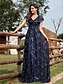 abordables Champagne-Robes de quinceanera en forme A Robe élégante Robe de mariage formelle longueur sol manches courtes col en V sequins dos en V avec sequins
