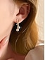 baratos Brinco Feminino-Brincos de pérolas artificiais femininas com design em forma de lágrima e strass, elegante estilo dourado pendurado, adequados para deslocamento diário, escritório, casamento, festa e noite