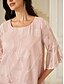 preiswerte Spitzenoberteile-Damen Spitzenbluse Bluse Elegante Oberteile Chiffon Tops Einfarbig Elegant Stilvoll Basic Dreiviertelarm Glockenärmel U-Boot-Ausschnitt Normale Oberteile Hochzeitsgast Arbeit Täglich Asymmetrischer
