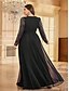 voordelige BLAUW-A-Lijn Plus Size Jurken Elegante Curvy Jurk Formele Bruiloft Vloerlengte Lange Mouw V-Hals Chiffon met Sequin