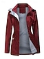 abordables chaqueta activa-Mujer Gabardina Impermeable Mantiene abrigado Cremallera Bolsillo Moda Exterior Plano Noche Fin de semana Cremallera Regular Con Capucha Ajuste regular Manga Larga Ropa de calle Negro Amarillo Vino