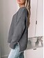 billige Solide farver-Dame Bluse Afslappet Blødt Ren farve Rillet Rund hals Patchwork Strikket Langærmet Almindelige toppe Strikke udendørs Daglig Weekend Grøn Kakifarvet Efterår Vinter