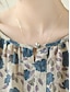 abordables Camisas-Mujer Camisas de algodón y lino Floral Básico Casual Manga 3/4 Cuello Barco Tops regulares Diario Estampado Azul Piscina Verano