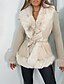 voordelige Winterjassen-Dames Vrijetijdsjas Houd Warm Comfortabel Bontkraag Modieus Effen Uitgaan Weekend Wandelen Normaal Strijkijzer Normale pasvorm Lange mouw bovenkleding Zwart Bruin Beige Herfst Winter