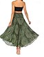 baratos Saias de Férias-Mulheres Casual Boho Longo Cintura Alta Saias Floral Imprimir Micro-Elástica Férias Feriado Azul Preto Laranja Verde Verão