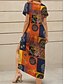 abordables Robes Boho-Femmes Robe Midi Robe Décontractée Robe d&#039;Été Robe trapèze Robe d&#039;été Bohème Vacances Occasionnel Plage Coupe Ample Graphique Abstrait Bohème Manche Courte Col en V Jaune Bleu Violet Orange Ét