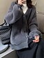 billige Cardigans og overtøj-Dame Bluse Cardigan Mode Helfarve Rillet V-hals Strikket Langærmet Almindelige toppe Strikke Ferie I-byen-tøj Weekend Sort Mørkegrå Vinter