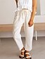 economico Pantaloni a gamba dritta-Per donna Pantaloni in cotone e lino Pantaloni Eleganti Streetwear Casual Lunghezza intera Naturale Semplice Tasca Design con Coulisse Elastica Comodo All&#039;aperto Confortevole Ferie Abbigliamento