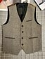 preiswerte Men&#039;s Vest-Herren Weste Gilet Urlaub Party Geschäft Mode Lässig Sommer Frühling Tasche Knöpfe Polyester Bequem Farbblock Einreihig Ein-Knopf V Ausschnitt Normale Passform Kaffee Weste