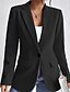 preiswerte Blazer &amp; Anzüge-Damen Blazer Bequem Tasche Knöpfe Mode Einfach Büro Büro / Karriere Einreihig Regulär Umlegekragen Normale Passform Langarm Oberbekleidung Schwarz Rosa Rosenrot Herbst Winter