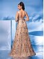 ieftine albastru-Rochii A-Line pentru Quinceanera Rochie Elegantă Formală pentru Nuntă Lungime de Pardoseală Fără Mâneci Gât în V Poliester cu Plisaje