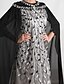 abordables Longueur du plancher-Robe cape A-Line Mère de la mariée Élégante Col bateau Cristaux Longueur au sol Manches longues avec broderie en dentelle