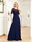 economico Semi-formale / Cocktail-Abiti Quinceanera A-Line Elegante Vestito Cerimonia Matrimonio Lunghezza Pera Maniche Corte Collo a Giro Chiffon con Plissettature