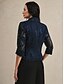 baratos Blusas Elegantes-Mulheres Camisa Social Blusa gravata na frente Túnica elegante Assimétrico Floral Elegante à moda Manga 3/4 Decote V Tops regulares Diário Trabalho Azul Marinha Verão Primavera Outono