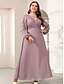 abordables Rosa-Vestido de gala en línea A elegante vestido formal para bodas largo hasta el suelo manga larga cuello en V de gasa con estampado floral