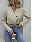 abordables Abrigos &amp; Trench-Mujer Chaqueta casual Transpirable Cómodo Ajustable Casual Plano Vacaciones Calle Casual Ropa Cotidiana Botonadura Simple Corto Escote en Pico Ajuste regular Manga Larga Ropa de calle Albaricoque