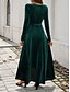 preiswerte Weißes Kleid-Damen Maxikleid Wickelkleid A Linie Kleid Lässig Täglich Normale Passform Einfach Langarm V Ausschnitt Schwarz Rote Grün Herbst Winter