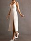 abordables Petits robes blanches-Robe blanche de fiançailles Robes de mariage en forme A col en V sans manches longueur thé tissu extensible Robes de mariée avec nœud(s) fente devant