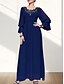 economico Matrimonio Informale / Di Giorno-Abito A-Line Madre della Sposa Elegante Scollatura Quadrata Lungo Chiffon Maniche Lunghe con Pieghe in Pizzo