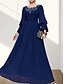 economico Matrimonio Informale / Di Giorno-Abito A-Line Madre della Sposa Elegante Scollatura Quadrata Lungo Chiffon Maniche Lunghe con Pieghe in Pizzo