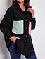 voordelige vrijetijdsjassen-Dames Overhemd Kleurenblok Dagelijks Stijlvol Basic Lange mouw Overhemdkraag Normale tops Werk Dagelijks Feestdagen Lapwerk Zak Knop Zwart Lente Herfst