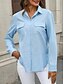 voordelige Overhemden-Dames Katoenen linnen overhemden Effen Kleur Elegant Stijlvol Basic Lange mouw Overhemdkraag Normale tops Dagelijks Knop Zak Zwart Wit Blozend Roze blauw Zomer