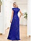 preiswerte Semi-formal / Cocktail-A-Linien Quinceanera Kleider Elegantes Kleid Formelle Hochzeit Bodenlang Ärmellos V-Ausschnitt Polyester mit Pailletten
