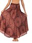 baratos Saias de Férias-Mulheres Casual Boho Longo Cintura Alta Saias Floral Imprimir Micro-Elástica Férias Feriado Azul Preto Laranja Verde Verão