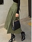 baratos Saias Formais-Mulheres Moda Casual Longo Cintura Alta Saias Tecido Bolsos Micro-Elástica Diário Rua Preto Verde Tropa Cáqui Verão