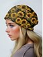 cheap Women&#039;s Hats-Women&#039;s sunflower print beanie cap, Lightweight stretch polyester casual hat, Soft and breathable headwear, Can be used as a neck gaiter, Suitable for casual wear, Outdoor activities and travel