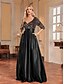 billige SVART-A-Line Quinceanera Kjoler Elegant Kjole Formell Bryllup Gulv Lengde Lang Erme V Utringning Polyester med Paljetter