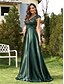 economico BLU-Abiti Quinceanera A-Line Abito Elegante Formale per Matrimonio Lunghezza Piena Senza Maniche a V Satin con Paillettes