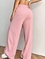 abordables Pantalon droit-Femmes Slacks Pantalons Streetwear Occasionnel Longueur complète Naturel Rayé Conception à cordon élastique Confortable Extérieur Extérieur Vacances Fête Brun / Blanc blanc / bleu Noir et blanc Noir