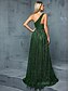 preiswerte GRÜN-A-Linie Quinceanera Kleider Elegantes Kleid Formelle Hochzeit Bodenlang Ärmellos Ein Schulter Polyester mit Falten