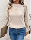 billige Blonder topper-Dame Blondeskjøtetopp Helfarge Elegant Stilfull Fritid Langermet Crew-hals Vanlige topper Daglig Blonde Lapper Aprikos Sommer Vår