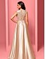 levne šampaň-A-linie quinceanera šaty elegantní šaty formální svatba dlouhá sukně bez rukávů V výstřih polyester s sklady