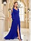 billiga BLÅ-A-linjeformade Quinceanera Klänningar Elegant Klänning Formell Bröllop Golvlängd Lång Ärmd V Nacke Chiffon V Bak med Färger Slits
