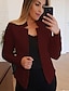 abordables Blazers et Costumes-Femmes Blazer Coupe-vent Respirant Coupe ajustée Mode Style OL Formel Couleur Unie Formel Bureau Occasionnel Régulier Revers en Pointe Coupe régulière manche longue Vêtements d&#039;extérieur Rouge