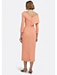 voordelige Cocktailjurken-Sheath  Kolom Cocktail Jurken Elegante Jurk Formele Bruiloft Gast Enkel Lengte 3/4 Lengte Mouw Off Shoulder Stretch Crepe met Geplooide